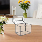 Toyvian Glass Geometric Terrarium Planter House Shape Indoor Greenhouse Tabletop Display Box with Black Frame for Succulent Air Plant Home Garden Decoration - Image 5