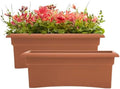 Bloem Veranda 26" Plastic Rectangular Deck Box Planter - UV-Resistant, Indoor/Outdoor, Terra Cotta, 2-Pack by Bloem