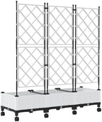 White PP Garden Planter with Trellis and Wheels, 3 Pieces - Image 4