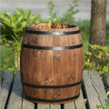 Rustic Wooden Wine Barrel Planter, Creative Barrel Flower Pot for Balcony, Garden, Patio, Home Décor(9.8" H) by Unknown