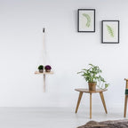 Housoutil Hand-Woven Hanging Flower Pot Holder Macrame Shelf Cotton Rope with Wooden Ring Decorative Woven Planter for Indoor Outdoor Balcony Gardening - Image 5