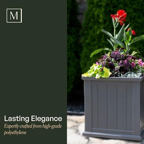 Mayne Cape Cod 20in Self-Watering Square Planter, Black - Image 6
