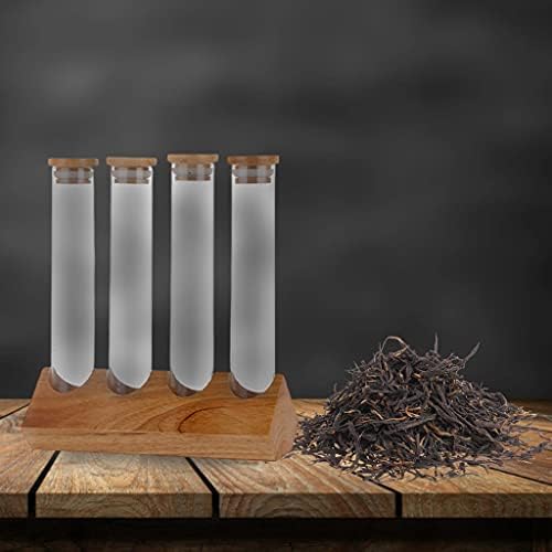 Cereals Canister Test Tubes with Sealed Wooden Caps Plant Propagation Glass Containers for Coffee and Tea Display and Scientific Experiments (4 Tubes) - Image 4