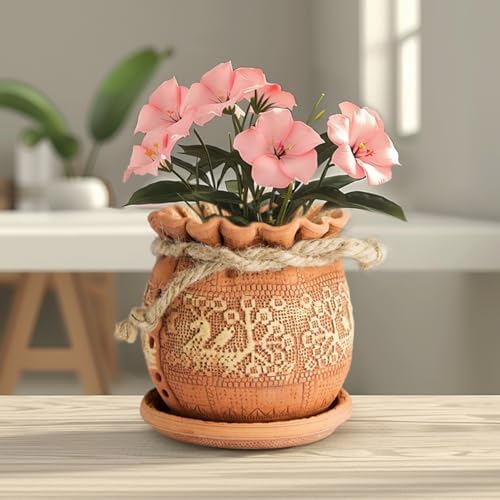 STP GOODS Ceramic Pot with Drainage Hole and Saucer, Plant Pots, Modern Decorative Planters for House Plants Indoor Flowers Plants, Cute Flower Pot - Gifts (Birds (1.7 L)) - Image 6