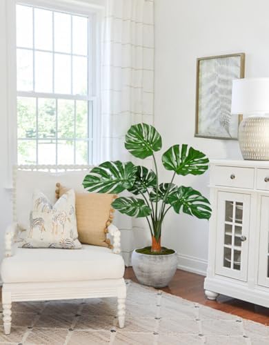 GnFlus Large Fake Plant 36" Faux Monstera Plant UV Resistant Fake Monstera Floor Plant Realistic Artificial Plants Indoor Outdoor for Home Office Farmhouse Garden Decor, 3ft Tall Artificial Tree - Image 5