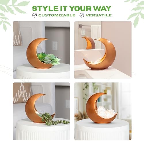 Table Planter - Desk Moon Planter – Candle Holder - Boho Planters for Indoor Plants, Succulents, Air Plant, Cactus, Faux, Artificial Plants -Witchy Gifts for Women, Birthdays, Plant Lovers - Image 5