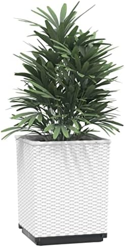 Planter Set of 2 White Polypropylene Modern Plant pots Plant containers Drainage pots for Indoor Backyard 11.8x11.8x14.6 in - Image 3