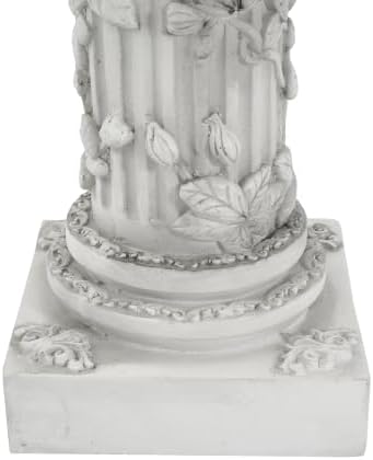Christopher Knight Home Godia 33.27" H Roman Plant Stand, Lightweight Concrete Flower Stand with Rose Relief Design, Pedestal Column Side Table, Indoor Outdoor Plants Standing, Antique White - Image 6