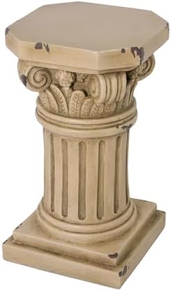 Merax 18.50" H Ionic Pedestal Plant Stand, MGO Decorative Pedestal Side Table for Indoor Outdoor Entryway Garden Home, Antique Yellow, No Assembly Needed - Image 7