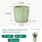 7.8 Inch Ceramic Plant Pot with Drainage Hole Mesh Net, Large Flower Pots for Indoor Plants with Saucer, Gardening Pots Outdoor (Crackle-Green) - Image 6