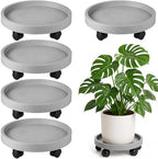 5 Pack Plant Caddy with Wheels Rolling Plant Stand with Wheels 10 Inch Plant Dolly Heavy Duty Large Potted Plant Mover with Casters for Indoor and Outdoor, Grey by Planterhoma