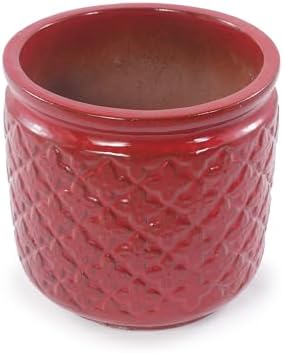 3 PCS Ceramic Planter, 9/12/15 Inch Deep Cylinder Planter with Drainage Hole, Large Plant Pots for Tree Foliage - Red - Image 7