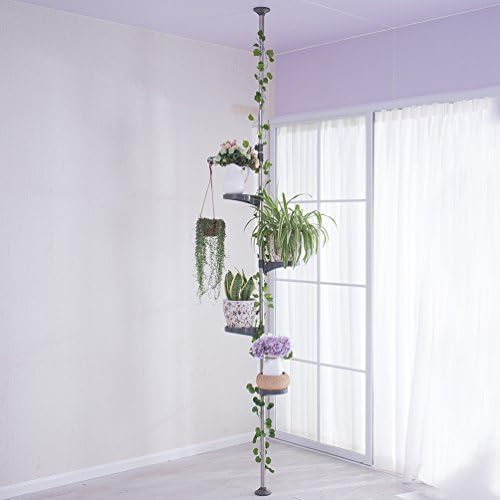BAOYOUNI Plant Stand 5-Tier Tension Rod Pole Flower Holder Rack ，Grey - Image 3