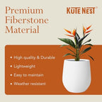 KUTE NEST 15" Premium Corso Fiberstone Outdoor Planter - White - Image 6