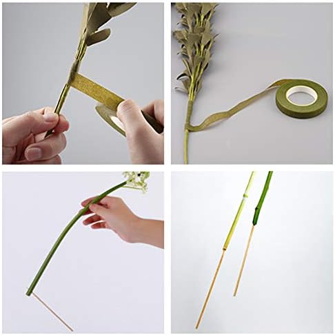 WANDIC Flower Arrangement Kit, Set of 51, Round Flower Holders, Ceramic Flower Pot, Kenzan Needle Cleaning Pin & Rake, Floral Stems and Floral Tape for Flower Arranging Art - Image 5