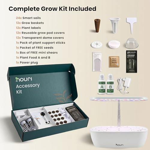 Nouri Hydroponics Growing System, 12 pod APP Smart Indoor Herb Garden Kit with LED Grow Lights, Hydroponic Herb Garden Indoor for Plant Lovers, Gardeners, Kitchen, Basil Seeds Included - Image 2