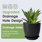 GARDIFE 5-Pack Plastic Plant Pots 7-10in with Drainage & Saucers, Black - Image 4