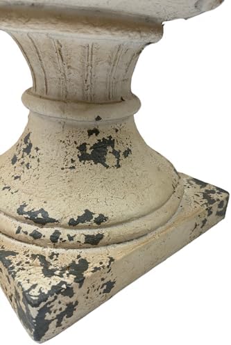 Vintage Garden Planter, 21.45" Tall MGO Distressed Antique White Decorative Flower Pot for Planting, Outdoor Pedestal Urn Plant Container with Drainage Hole for Front Porch Decor - Image 6