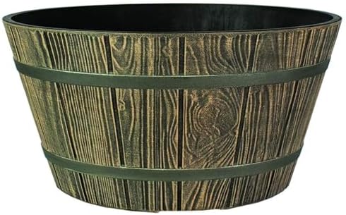 The HC Companies 16 Inch Round Whiskey Barrel Planter, Aged Oak, 4-Pack - Image 2