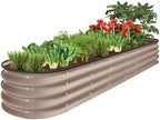 Best Choice Products 8x2x1ft Outdoor Metal Raised Garden Bed, Oval Deep Root Planter Box for Vegetables, Flowers, Herbs, and Succulents w/ 108 Gallon Capacity - Taupe by BestChoiceProducts