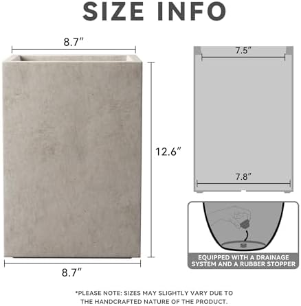 Kante Small Tall Square Weathered Concrete Planter 13" H, Outdoor - Image 2