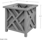 Lattice Design Outdoor Planter Box 2-Pack - 15.5” Square 16.5” Tall Gray Decorative Plant Pots for Front Porch Decor - Flower Pots Outdoor Planters for Porch Patio or Garden Decor by Pure Garden - Image 7