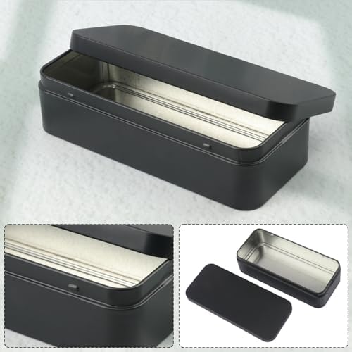18 PCS 6 inches Rectangular Metal Tin Box, 6 x 2.8 x 1.6 Inch Rectangular Tin Boxes with Lids, Rectangle Tin Cases for Office Supplies, School, DIY Crafts & Home Organization(Black) - Image 3