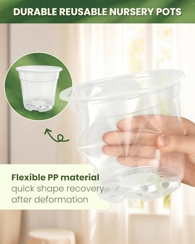24 Pcs 7/6/5/4 In Clear Nursery Pots for Plants with Saucers, 24 Labels - Image 6