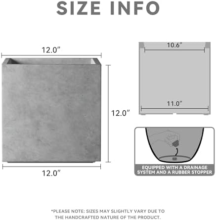 Kante Accent Square Pale Gray Concrete Planter 12" W, Outdoor - Image 2