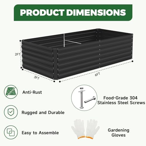 NAVINE 6x3x2ft Outdoor Metal Raised Garden Bed, Metal Planter Box, 2-Pack - Image 2