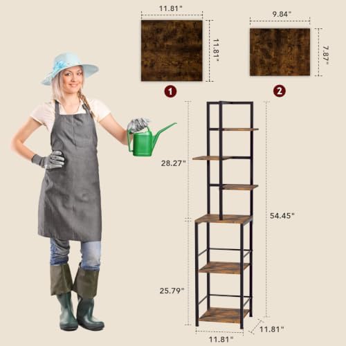 Plant Stand Indoor with Grow Light, 6-Tiered Tall Plant Stand Indoor, Metal Plant Shelf with Bookshelf Bookcase and Adjustable Light, Ideal for Living Room, Reading room, Garden, Patio (Brown) - Image 6