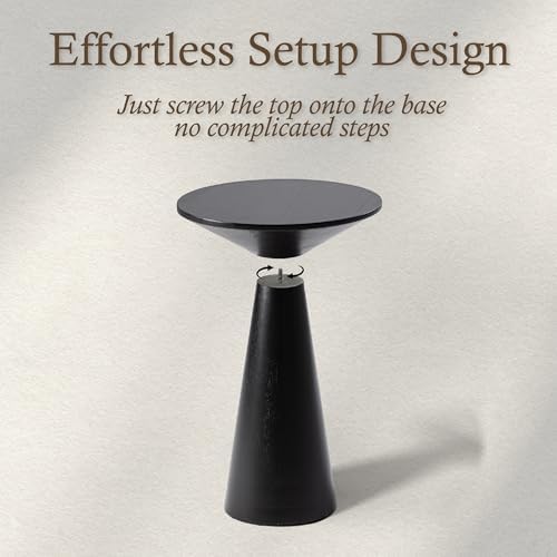 COZAYH Farmhouse Pedestal Small End Table Round Martini Table, Black - Image 3