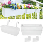 3 Pcs Large Hanging Flower Pots for Railing or Fence 16 Inch Railing Planter Box for Any Balcony Porch or Deck Countryside Style Window Planter Boxes Are Perfect to Herbs & Flowers (White-5pcs) by JFMAMJ