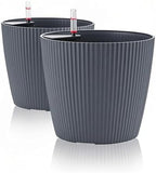 Dexceder 9x8 Self Watering Planters Indoor (2 Pack, Gray) by Dexceder