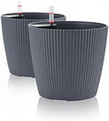 Dexceder 13x12 Self Watering Planters Indoor (2 Pack, Gray) by Dexceder