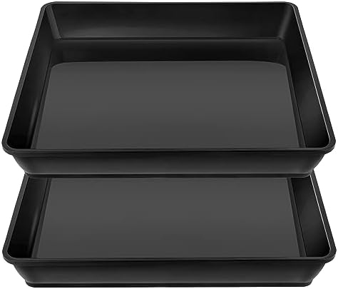 LWALRS Square Plant Saucer 20 22 Inch 2 Pack, Extra Large Plant Saucers, Deep Plant Trays for Pots, Heavy Plastic Water Tray Tor Plants, Planters for Indoors and Outdoors Plants (20 inch Black) by LWALRS