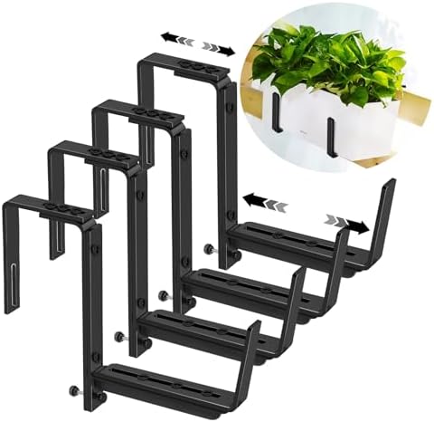 Window Box Brackets, Adjustable Hanging Railing Planter Box Brackets by NouraVita