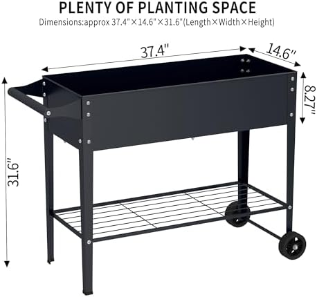 Elevate 32" Tall Raised Garden Bed with Wheel,Planter Box for Backyard,Outdoor Garden, Patio, Balcony, 400lb Capacity,Grey - Image 2