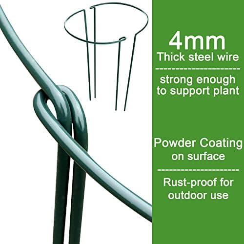 HiGift 12 Pack 10" W x 24" H Plant Stakes for Indoor Plants, Metal Garden Peony Support Cages, Outdoor Plant Supports Ring Prop, Large Plant Stake for Hydrangea,Rose,Flower,Vine,Potted Plants - Image 4