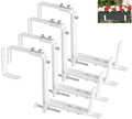 Y&M 4 Pcs Deck Railing Adjustable Planter Box Brackets (6 to 12.5 in), Universal Heavy Duty Iron Flower Box Brackets Wall Mounting Hooks for Fences, Patio, and Garden - White (Patent Registered) by YM
