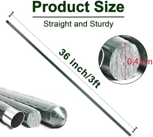 Garden Stakes 3ft, 3 Feet Metal Plant Stakes 30 Pack for Gardening and Farm, Plastic Coated Plant Support for Tomato, Cucumber, Bean, Flower, Potted and More Climbing Plants - Image 2