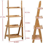 Maydear Bamboo Ladder Shelf Bookcase, 4-Tier Leaning Bookshelf Free Standing Organizer Storage Shelves for Living Room, Bedroom, Kitchen, Home Office, Balcony, Wood Color - Image 3