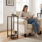 2-Tier Tall Plant Stand Indoor, Small Square Side Table for Home - Image 6