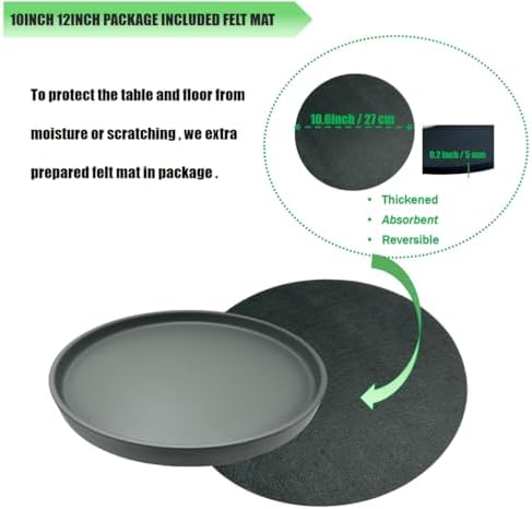 Yukfona Ceramic Plant Saucer Tray 1 Pcs 10 Inch Grey, 10.83" OD x10.24 ID x1.1 Deep| Fits Flower pots Bottom≤ 10.24", Heavy Duty Glazed Round Planter Drip with Catch Basin for Indoor Outdoor Plants - Image 2
