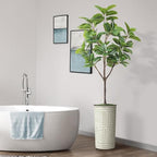 Artificial Tree in Geometric Planter, Fake Magnolia Tree for Indoor and Outdoor Home Decoration - 70" Overall Tall (Plant Pot Plus Tree) - Image 6