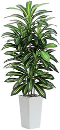 Artificial Dracaena Tree Indoor, 5FT Tall Fake Floor Plants with White Planter, Faux Silk Yucca Tree for Home Office Living Room Bedroom Farmhouse Modern Outdoor Topiary Tree by TXABL