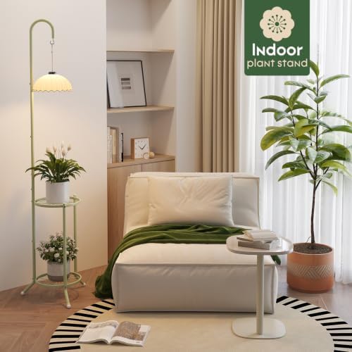 Metal Plant Stand With Hanging Hook, 2-Tier Flower Pot Display rack, Green - Image 6