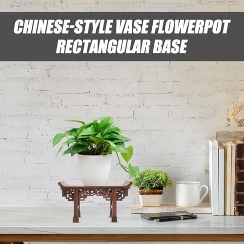 POPETPOP Wooden Display Stand Vase Base Rectangular Flowerpot Stand for Buddha Statue Home Decor Accent 9.05 X 4.84 X 3.54 in Wooden Pedestal for Shelf Table Office - Image 6