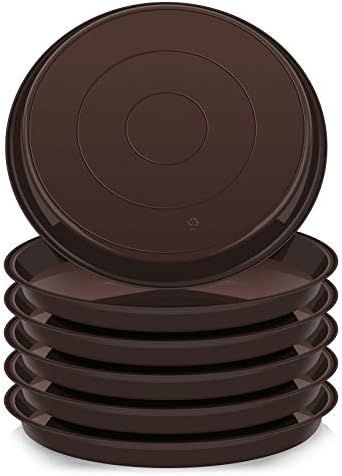 VUWEZ 6 Pack of 20 inch Plant Saucer (18 Inch Base), Plant Tray 20 Inch Round, Plant Saucers for Indoors, Plant Trays for Pots, Flower Pot Saucers, Pot Saucers for Planter 16-21" (20", Brown) by VUWEZ