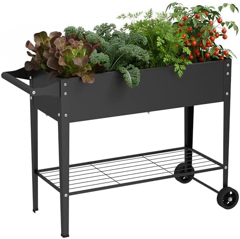 Elevate 32" Tall Raised Garden Bed with Wheel,Planter Box for Backyard,Outdoor Garden, Patio, Balcony, 400lb Capacity,Black - Image 6